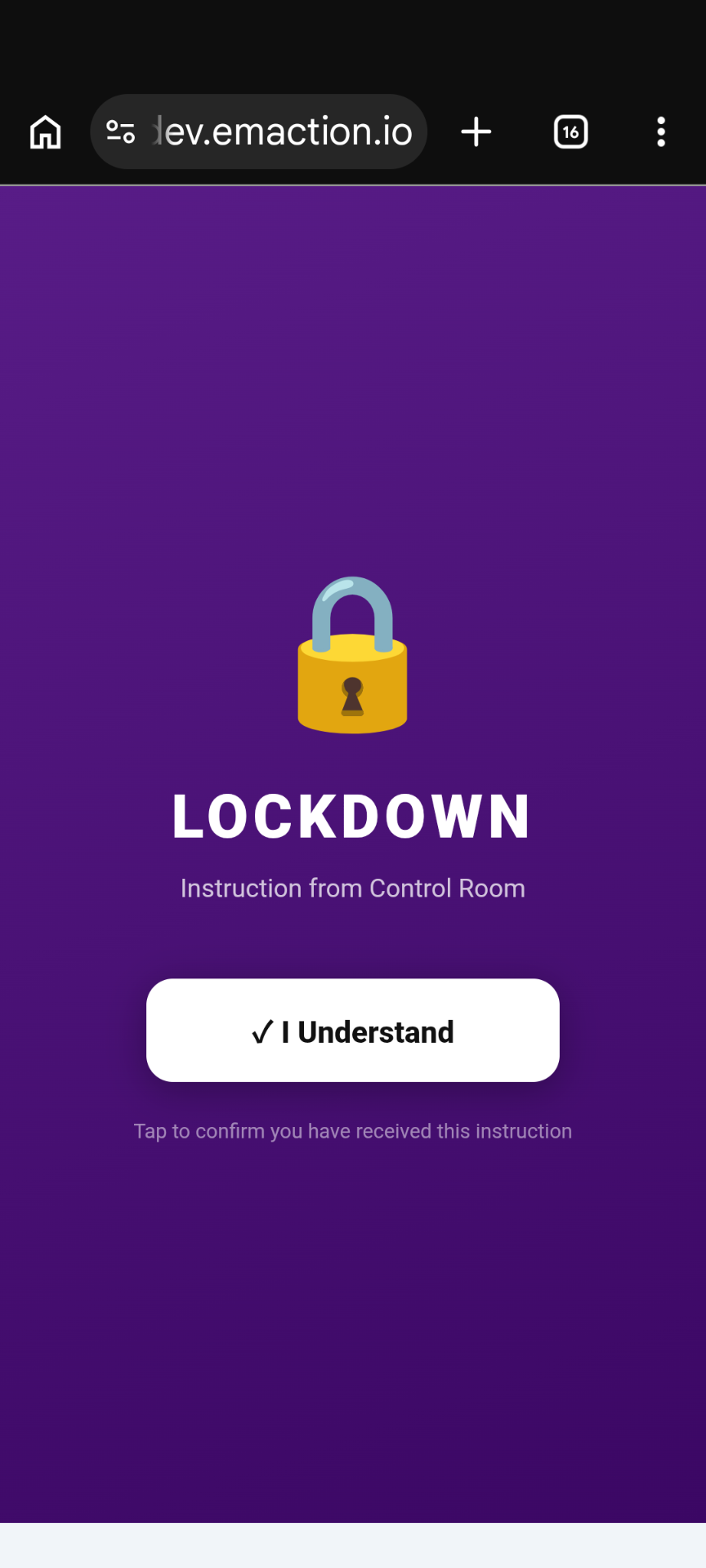 Lockdown broadcast card on a phone screen