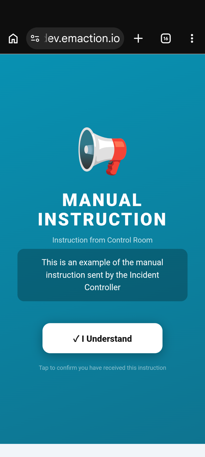 Manual Instruction broadcast card on a phone screen